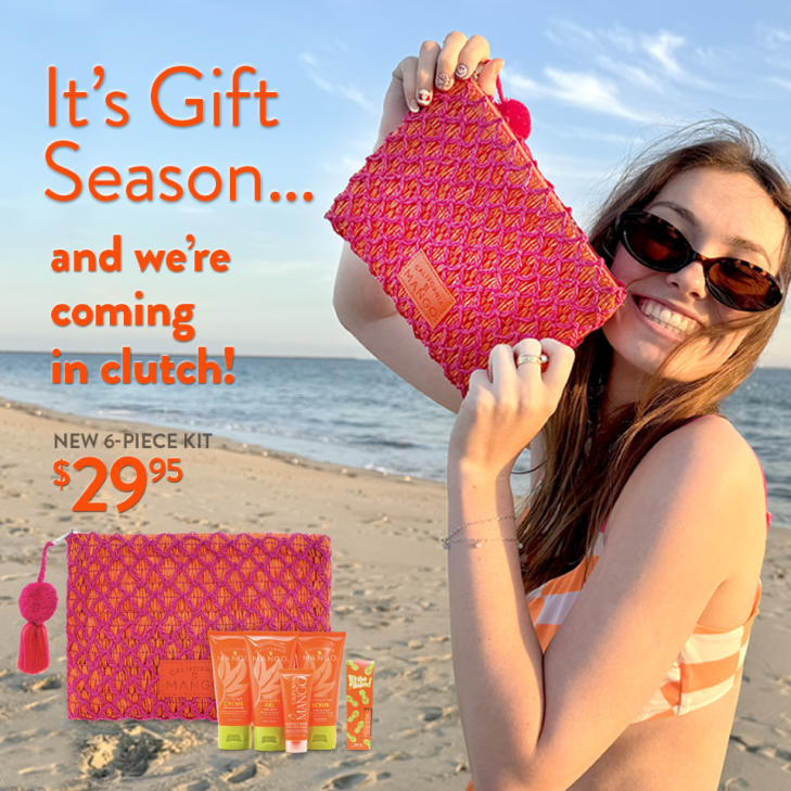 Mini Beach Vibes Rafia Clutch 6-pc Travel Kit