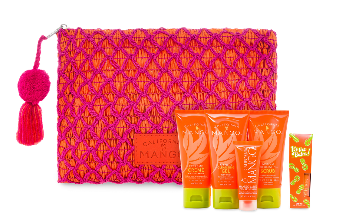 Mini Beach Vibes Rafia Clutch 6-pc Travel Kit